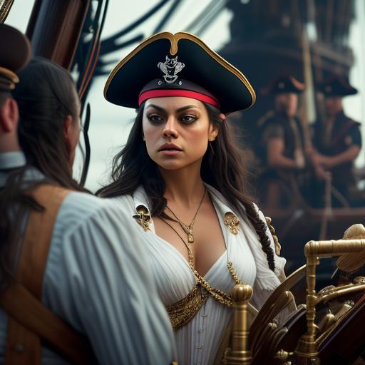 Wink: Mila Kunis as a stunning pirate ship captain onboard the deck of ...