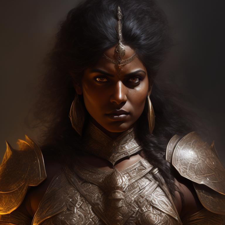 Severe-lemur717: Dark Skinned Indian Woman Dungeons And Dragons Paladin 