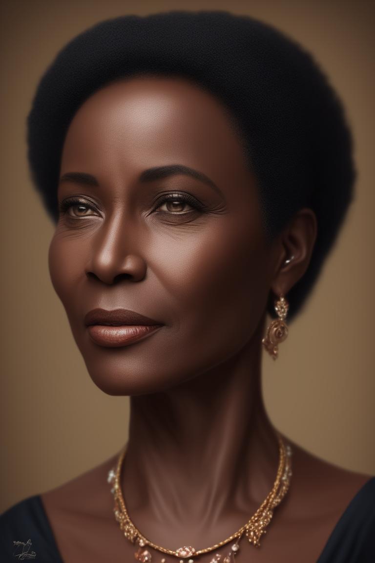 right-fly252: -realistic detailed sketch of a beautiful woman with African  features, 60 years old, ultra HD .1 -