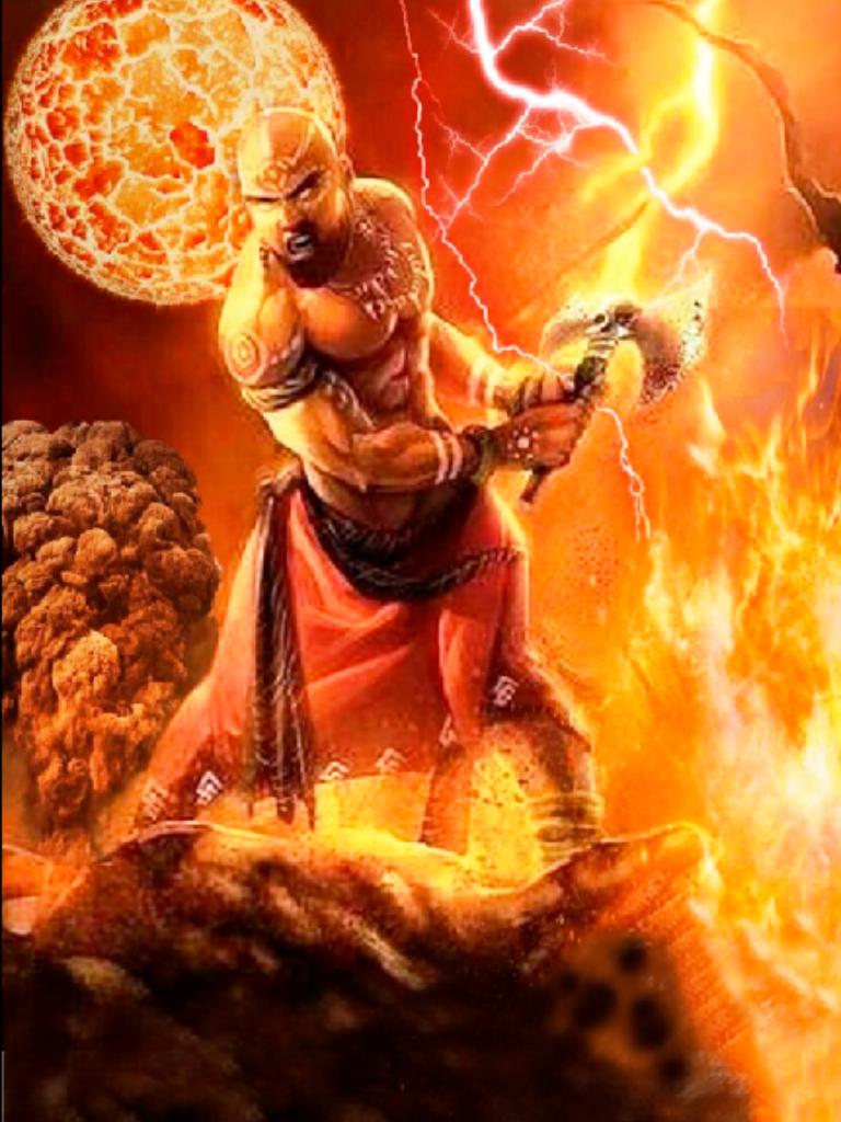 Osneysjc: African God/ Xangôe/ full body/ gold/ Fire and rock/ Earl ...