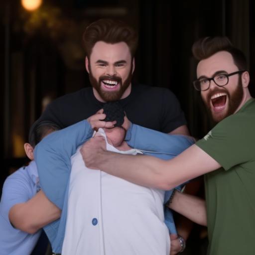 quiet sheep63 Chris Evans and Seth Rogan give a man a wedgie