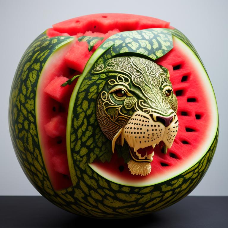 watermelon carving tiger