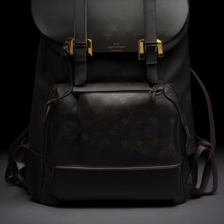 lv black leather backpack