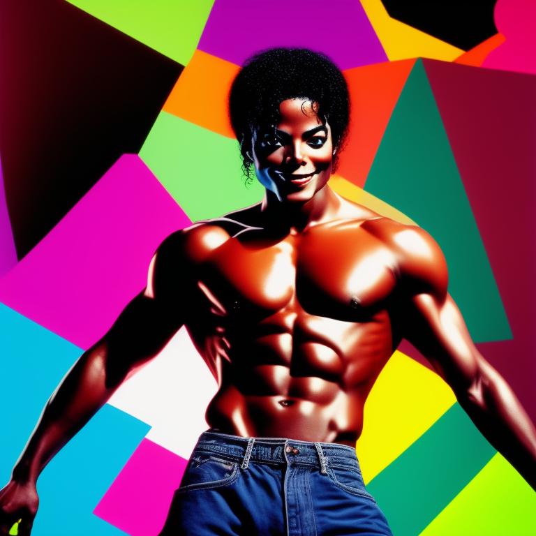 rikzer: Michael Jackson with 8 packs ripped body smiling