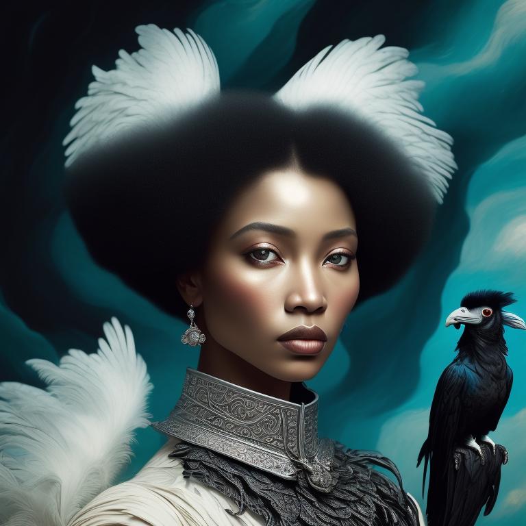 worldly-crow60: Wide-angle cinematic shot of An afro-asian female ...