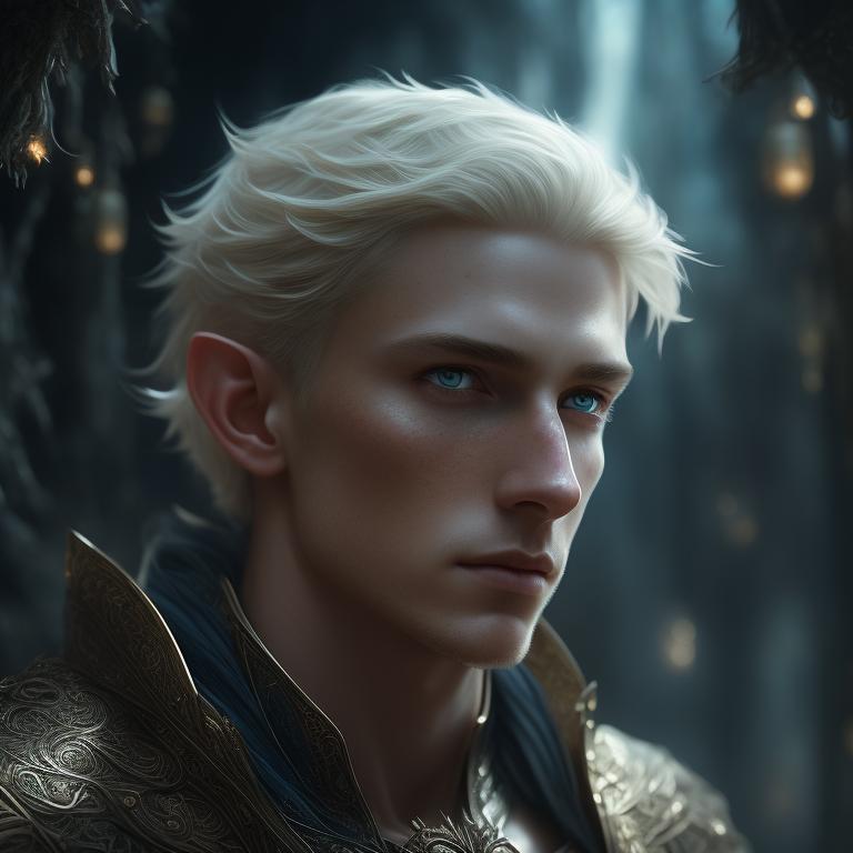 lost-kouprey71: portrait of a male elf with dull blue eyes and blond ...