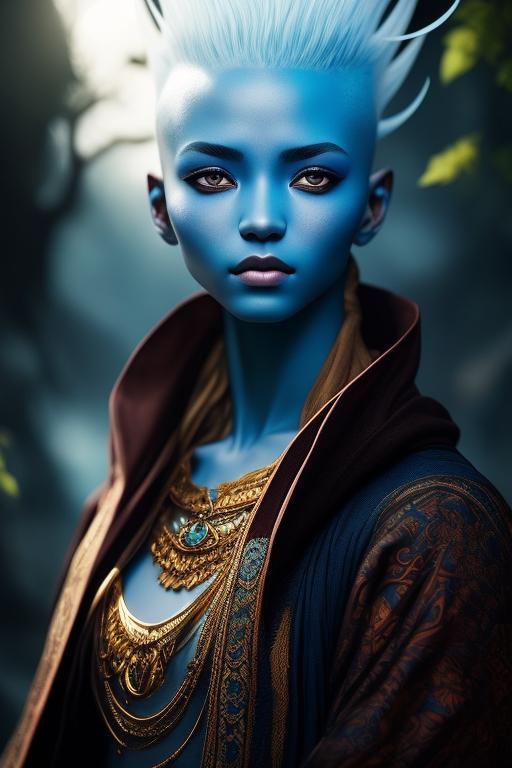 SilverEvermoore: a gorgeous ((blue skinned)) air genasi with a white ...