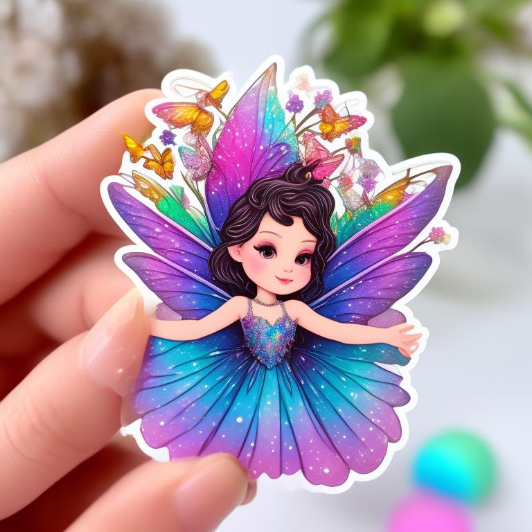 masha: Create a sticker featuring a mischievous fairy with delicate ...
