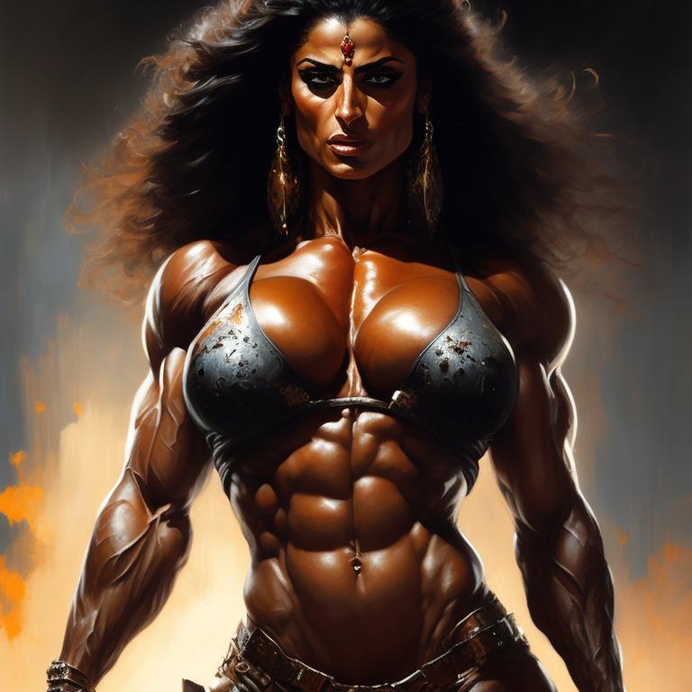 swift-ibex303: female bodybuilder, super model, defined abs, huge legs, big  biceps, flexing biceps