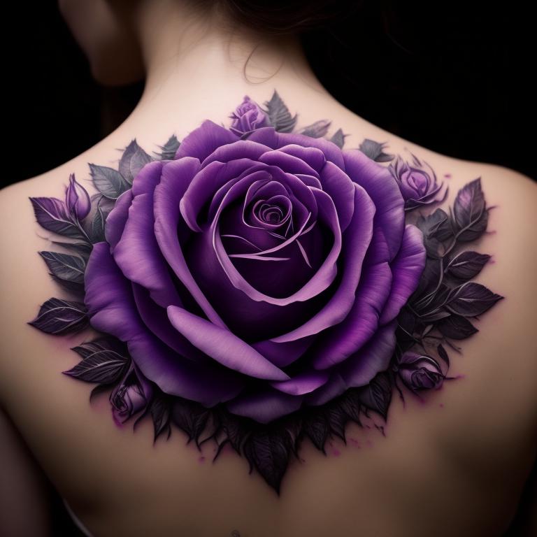 keisha_79baby Purple Roses lower back tattoo on a person