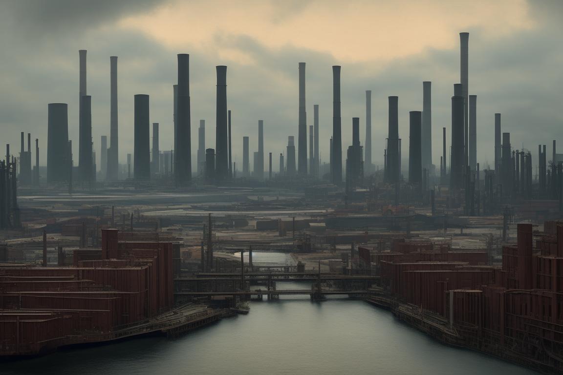 distant industrial city art