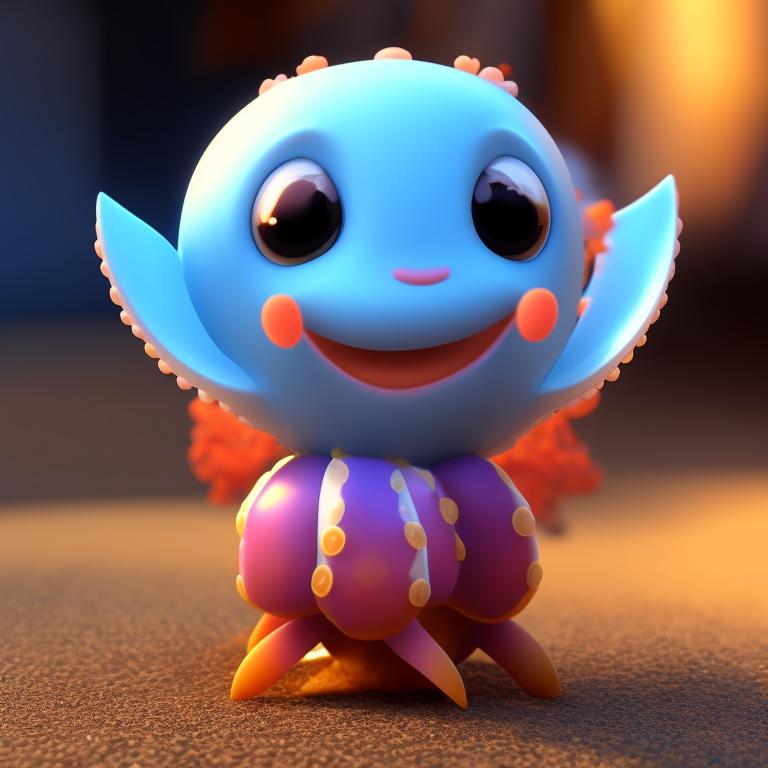 Trish318: a 3D cartoon image of a cute octopus raising one arm as if it ...