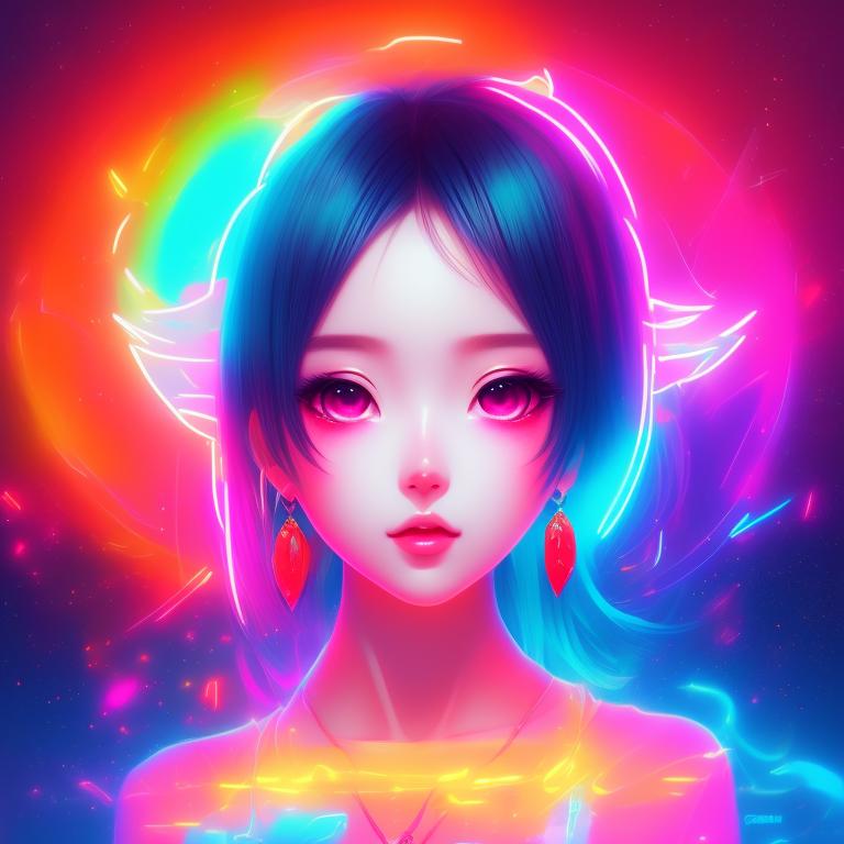 Anime, Red bird, surrounded by vibrant colors and flashing lights, energetic, Pop art, Neon lights, summer fashion, Kawaii, Cute, Pastel colors, Soft Lighting, Digital painting, Artstation, Concept art, Trending on Instagram, Illustration, art by sakimichan and yuumei.