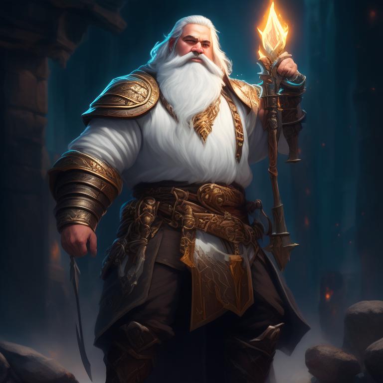 each-narwhal324: dwarven cleric, white robes, white beard, white flame ...