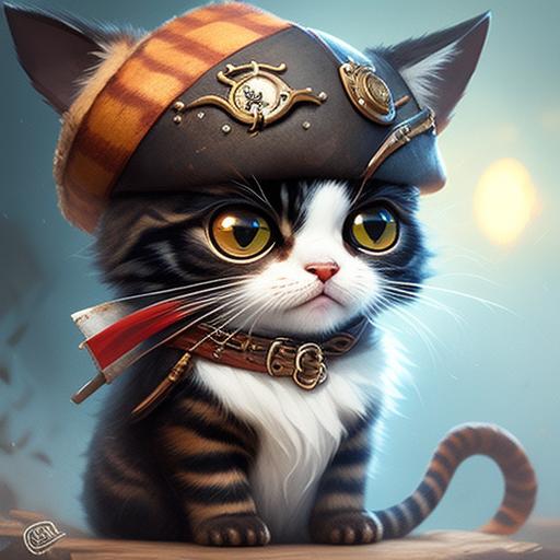 MellyS Stripy cat that is a pirate. He wears an eye patch on one eye