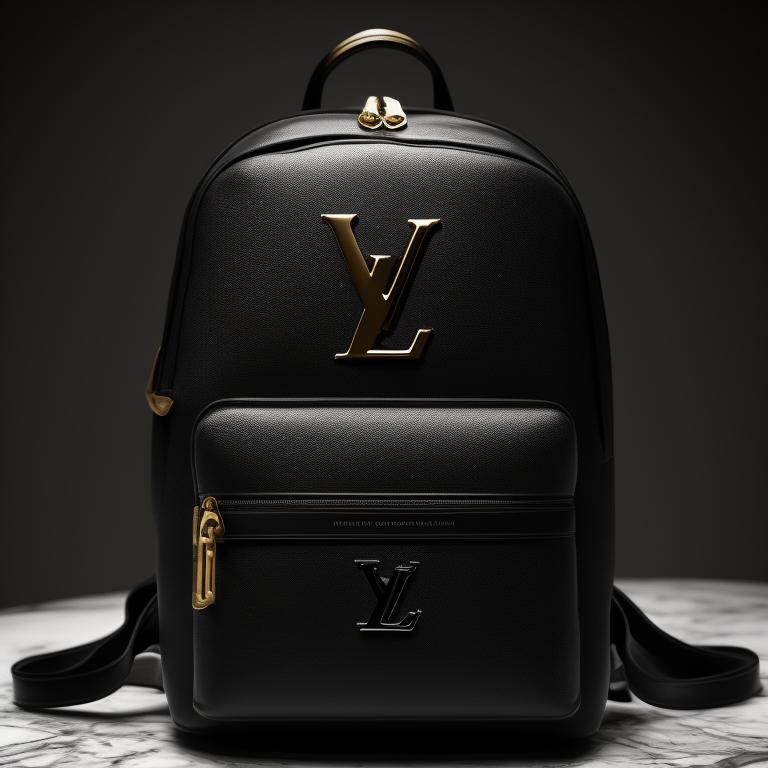 lv black leather backpack