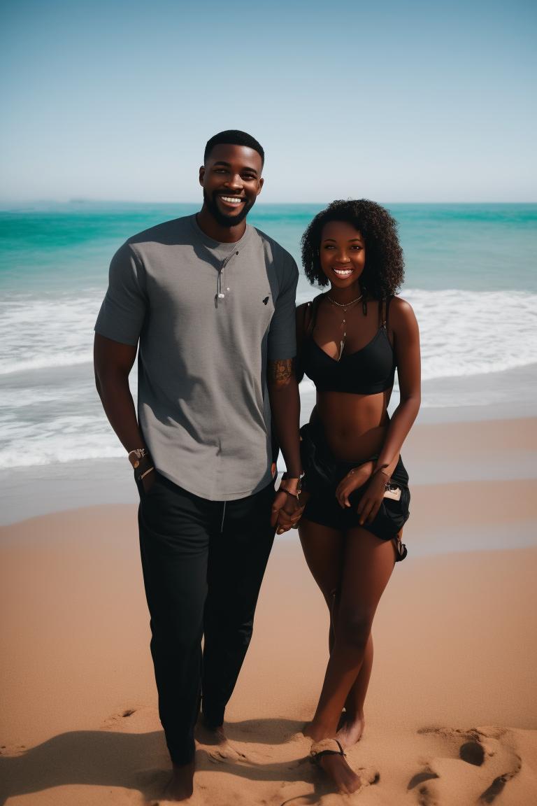 beach couple, tall&short