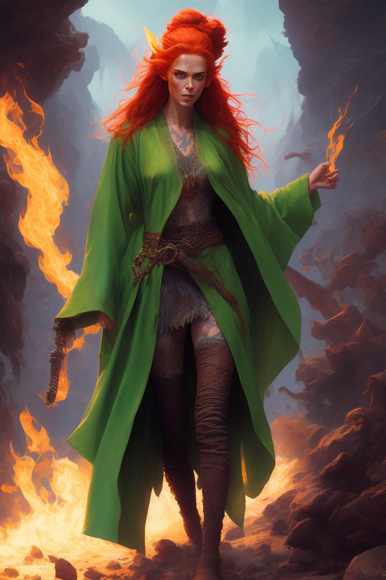 gloomy-weasel24: redhead elven woman, ((ponytail)), ((tattoos ...