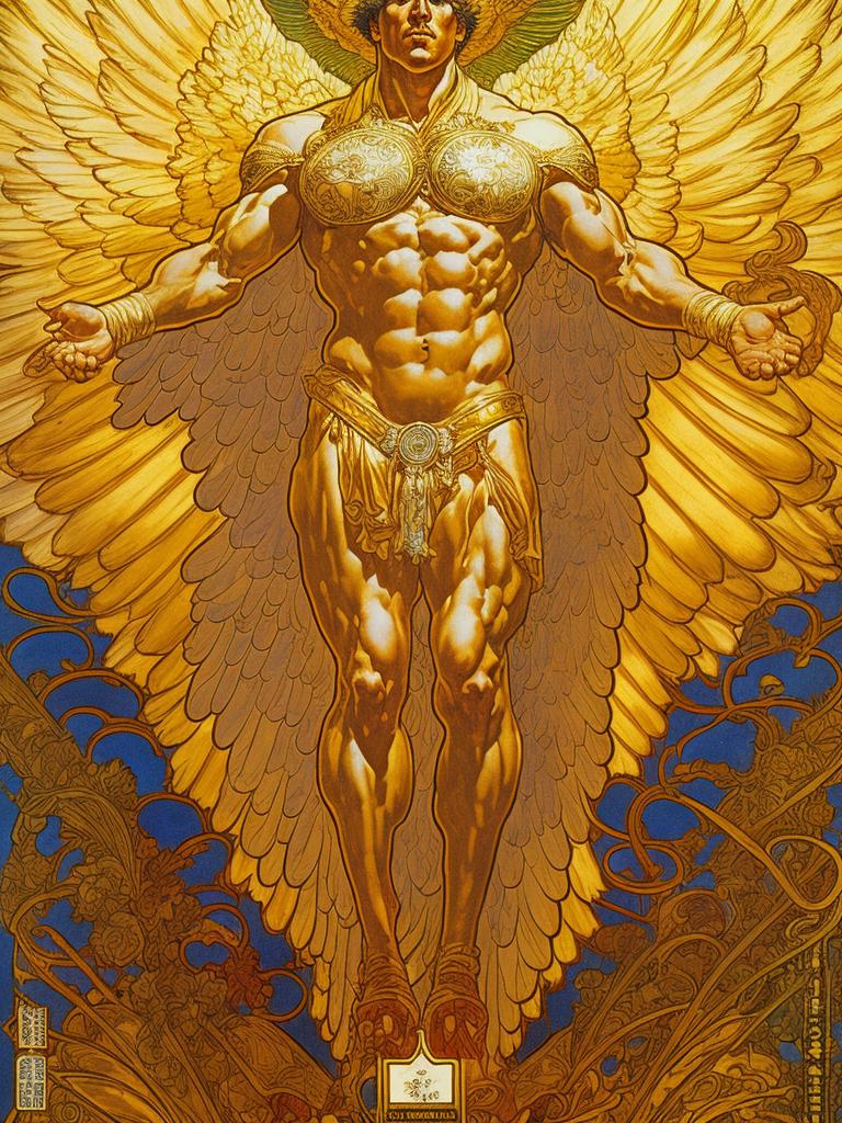gigiodekor: angel man with big wings ,bald, strong man, spirit, clouds ...