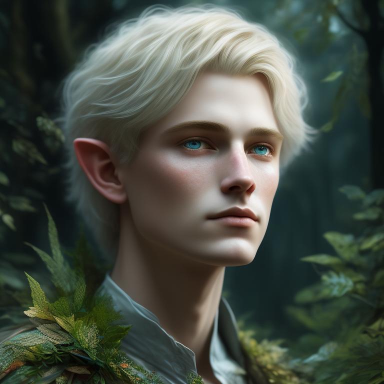envious-gnat20: portrait of a male elf with short blond hair and dull ...