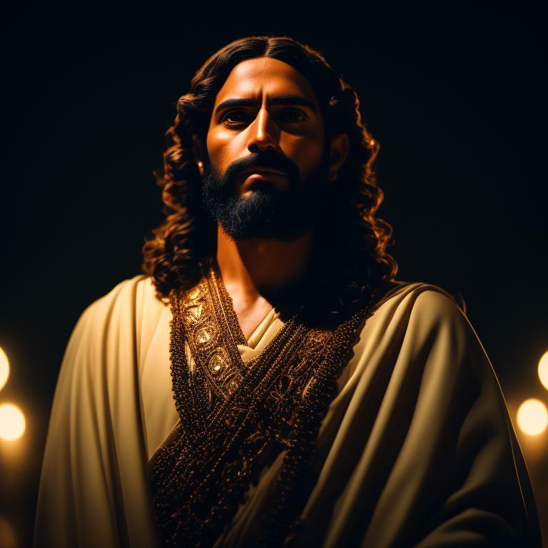 klutzy-deer626: royal jesus from the front ,8k, uhd, harsh low light ...