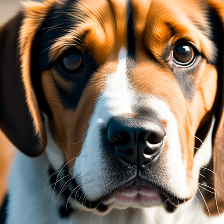 next-quelea264: A detailed close up of a happy beagle puppy