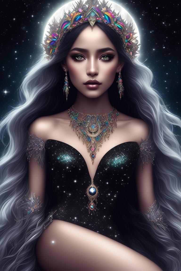 mellowviper424 beautiful celestial goddess, full moon, wear crystal