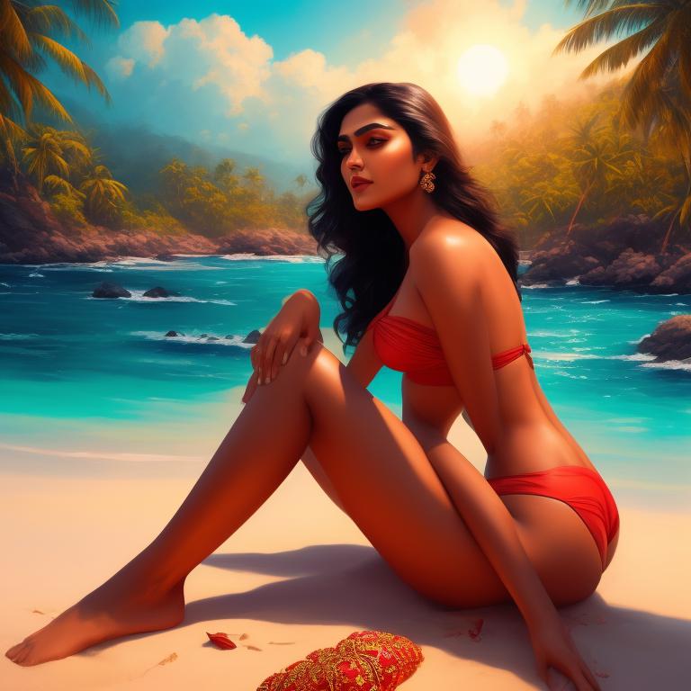 unkempt-rat21: Mrunal thakur in red hot bikini