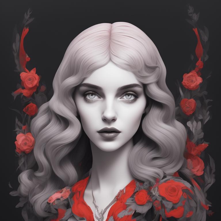 Jaya_Hess: Penelope with red hair. Greyscale.