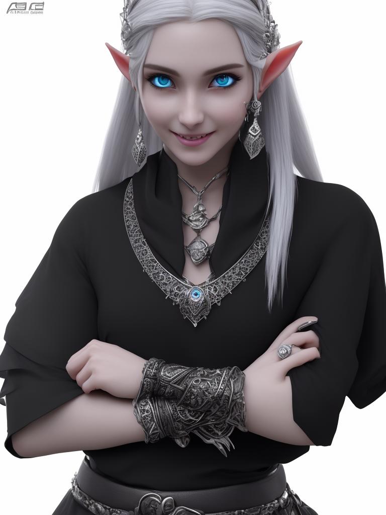 Overkill2217: Half elf white female, wearing grey shirt, black stylish ...