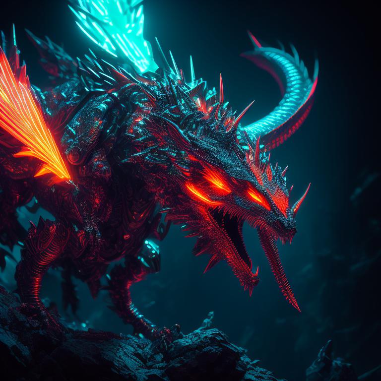 rigid-oryx78: cyberpunk dragon attacking