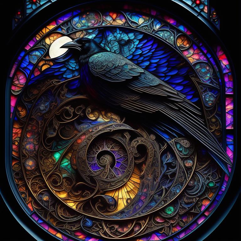 edible-crow416: Fantasy, raven and moon, triadic color palette