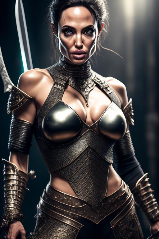 rapid-fly291: photo of female warrior(Kristen Stewart Look Glamour hot)(28  years old) in skimpy metallic armor, detailed face, look beautiful, wear,  warrior metal suit, look like warrior, front look, front view, bright, sharp