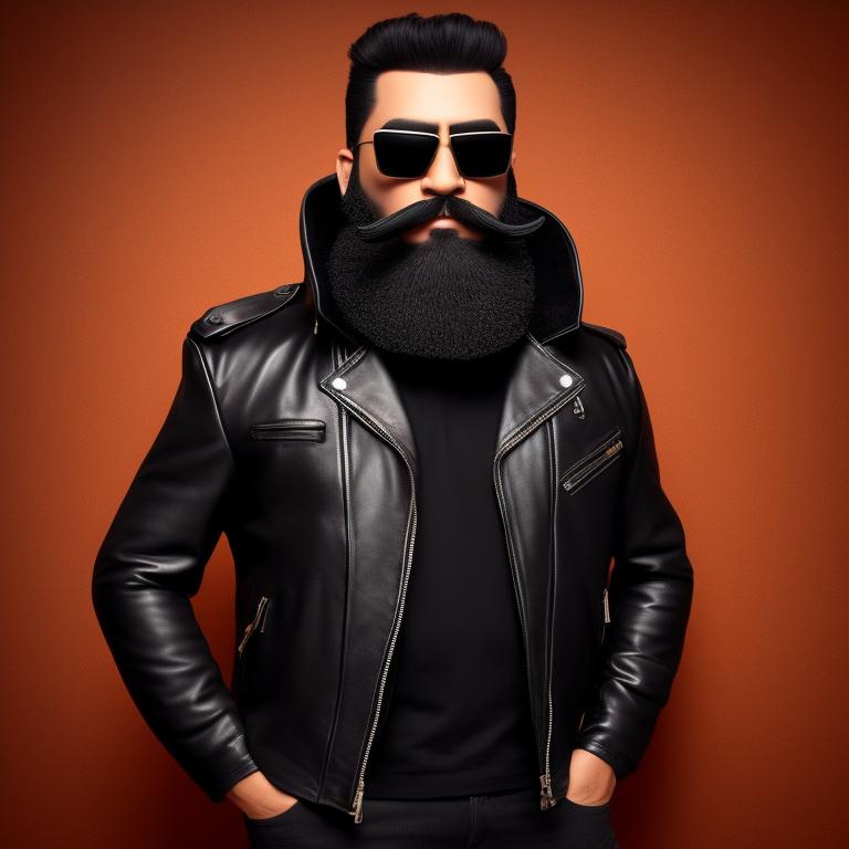 trustyfox371 full body image of a tough guy puppet with a beard