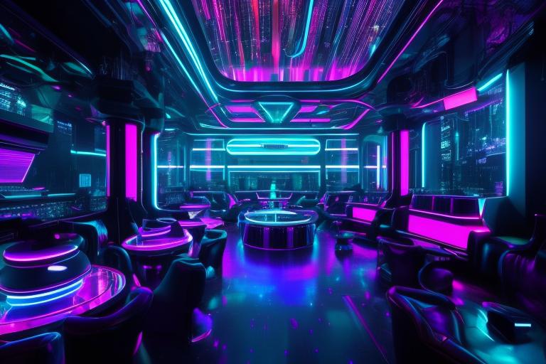 velvety-clam932: a futuristic nightclub with neon lights and sleek ...