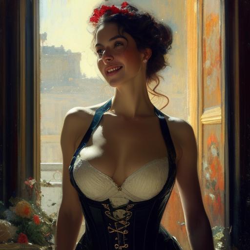 JohnKnight: Adult woman Chest, Perfect, Marked skin pores, piloerection  SkinPerfect, Bodydetailed, wear leather corset open big chest full  realistic, intimate, charming, luscious, curvaceous and desirable, DSLR,  PerfectBody