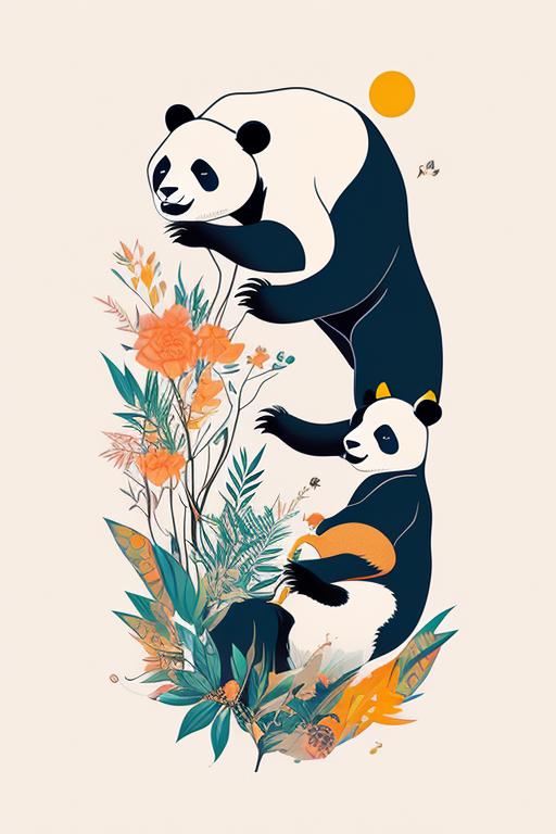 muddy-lark995: Panda bear tattooing a giraffe’s leg graffiti style