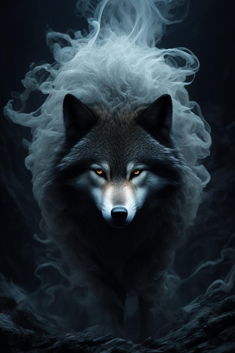 moral-turtle525: forest wolf as a wraith made entirely of highly ...