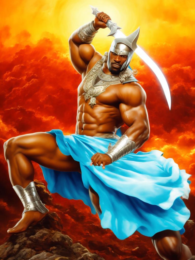 Osneysjc: African God/ Olocum/ full body/ silver scimitar/ Earl Norem ...