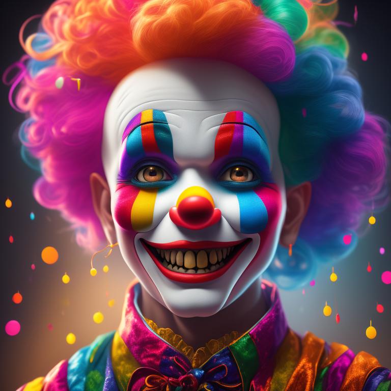 Marcelojaboo: Multicolored Happy Clown A Day In Circus By Samuel Backett