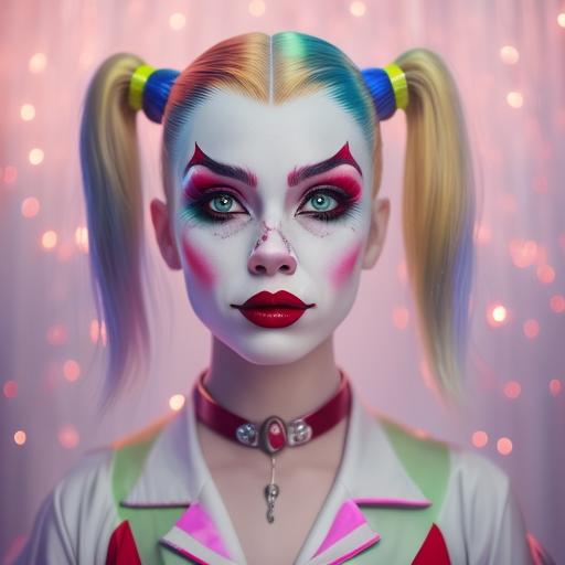 unwilling-bee97: crazy Harley Quinn in pigtails, clowny, cute eyes ...