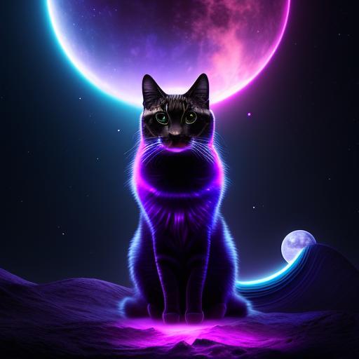 Enter_Spire: a cosmic feline wearing a purple cloak sitting on a ...