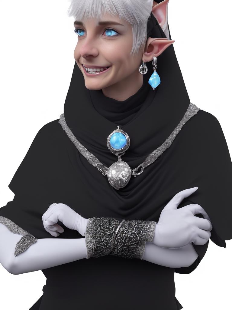 Overkill2217: Half elf white female, wearing grey shirt, black stylish ...