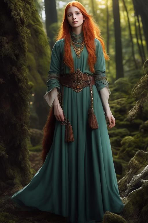 cheery-heron677: Ginger Hair Woman wearing druidic jade robes