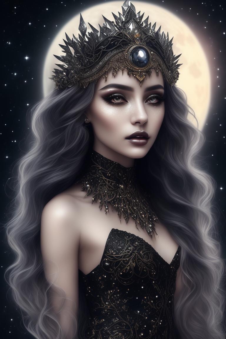 mellow-viper424: beautiful celestial goddess, full moon, wear crystal ...