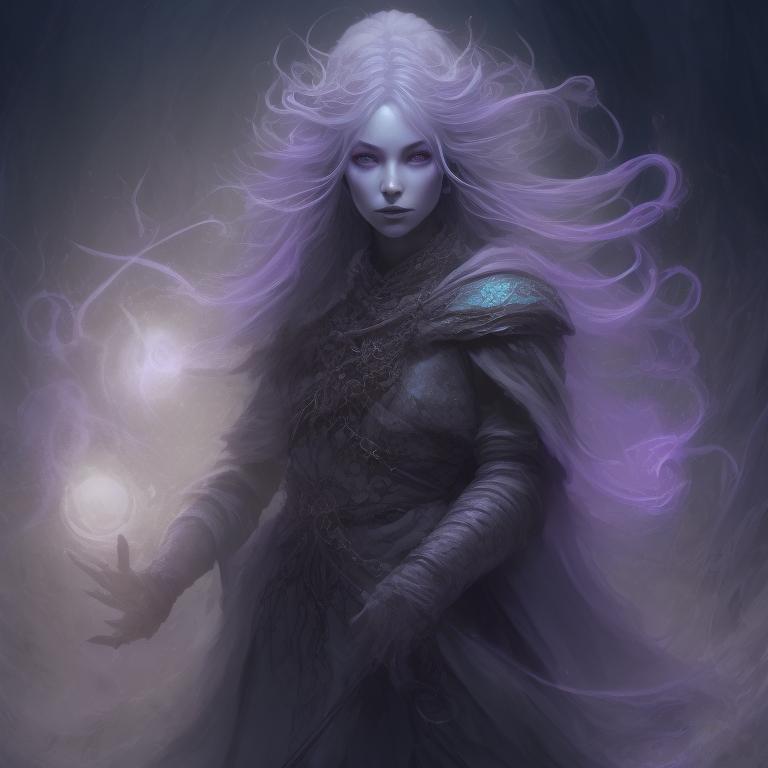 Female DND TOTRLE TURTLE PERSON sorcerer with white hair and lilac eyes, dark fantasy, moonlit, mysterious, intricate, highly detailed, ethereal, digital painting, artstation, concept art, wisps of magic, sharp focus, illustration, art by magali villeneuve, ruan jia, reis o'brien, dnd character portrait, swirling cloak, enchanting, glow, mystical lighting, Tortle, Dnd