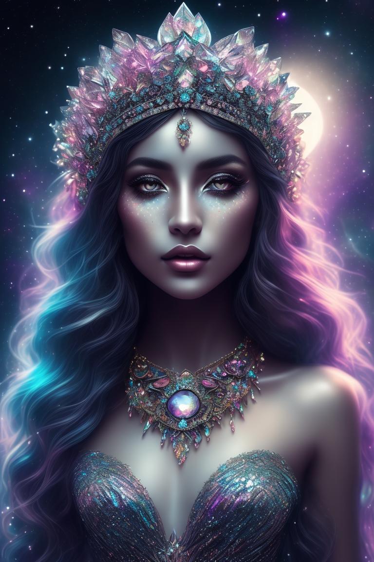 remote-crane993: beautiful celestial goddess, full moon, wear crystal ...