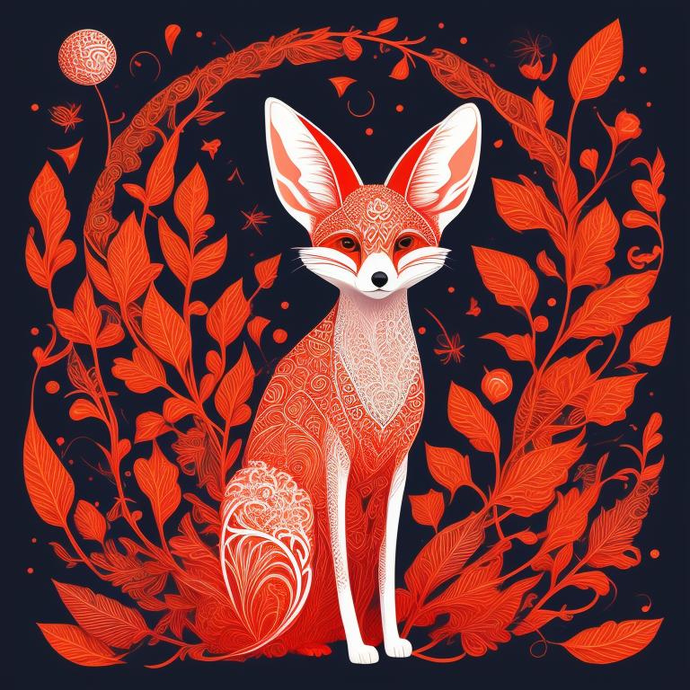 Jaya_Hess Fennec Fox jumping on a bright red ball 🥰🎈⚽, dots, lines