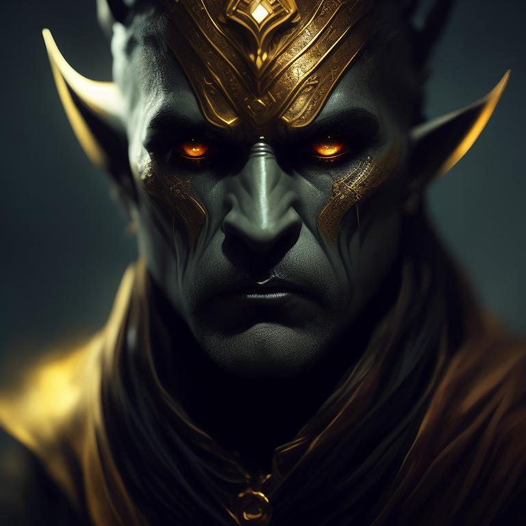 golden-seal444: Half orc tiefling with shadowy hair and golden eyes