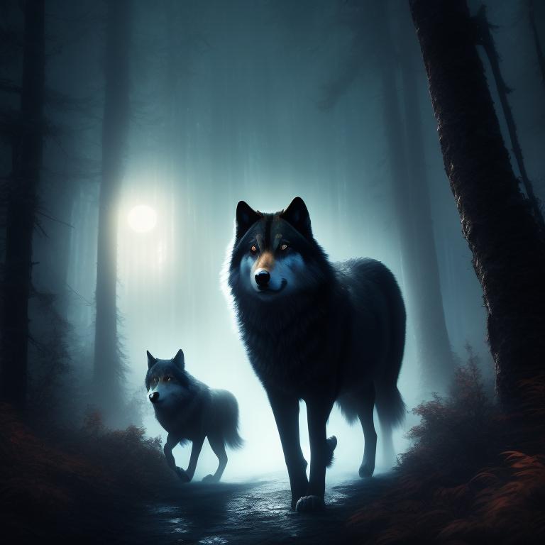 Wolves Running In Forest